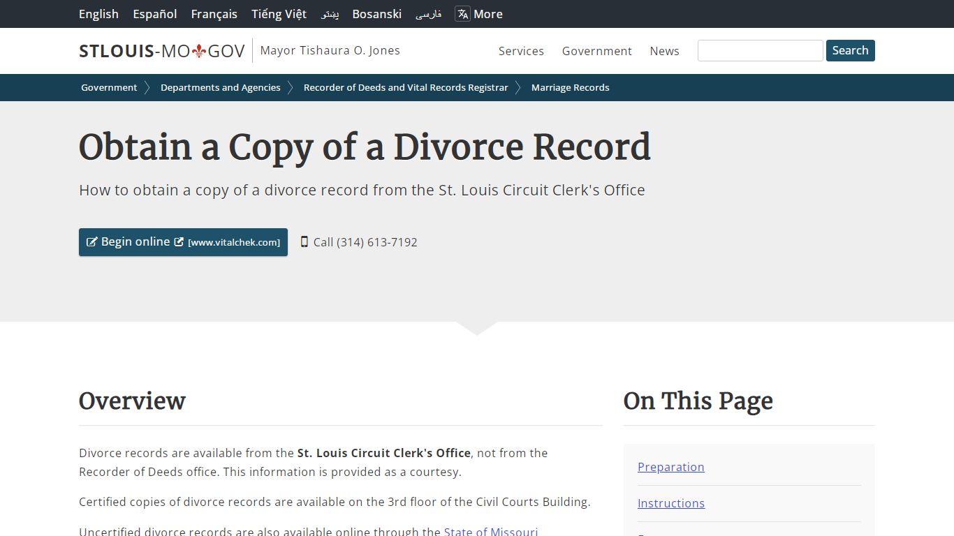 Obtain a Copy of a Divorce Record - St. Louis